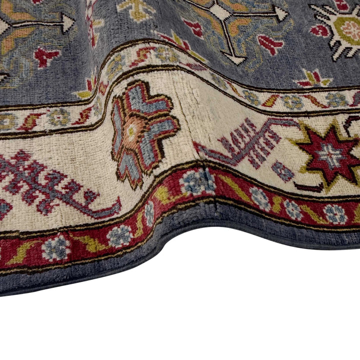 Blue Afghan Kazak Rug 4' 9" x 6' 11" Hand-Knotted | No. AL36770
