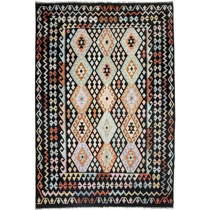 Afghan Vegetable Kilim Rug 6' 7" x 9' 10" Flat-Weave | No. AL367906