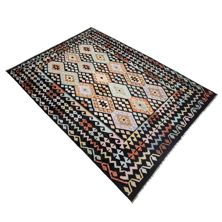 Afghan Vegetable Kilim Rug 6' 7" x 9' 10" Flat-Weave | No. AL367906
