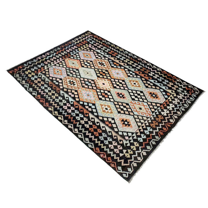 Afghan Vegetable Kilim Rug 6' 7" x 9' 10" Flat-Weave | No. AL367906