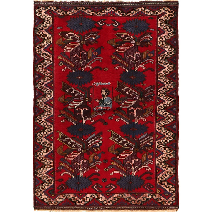 Afghan Baluchi Rug 2' 10" x 4' 2" Hand-Knotted | No. AL36881