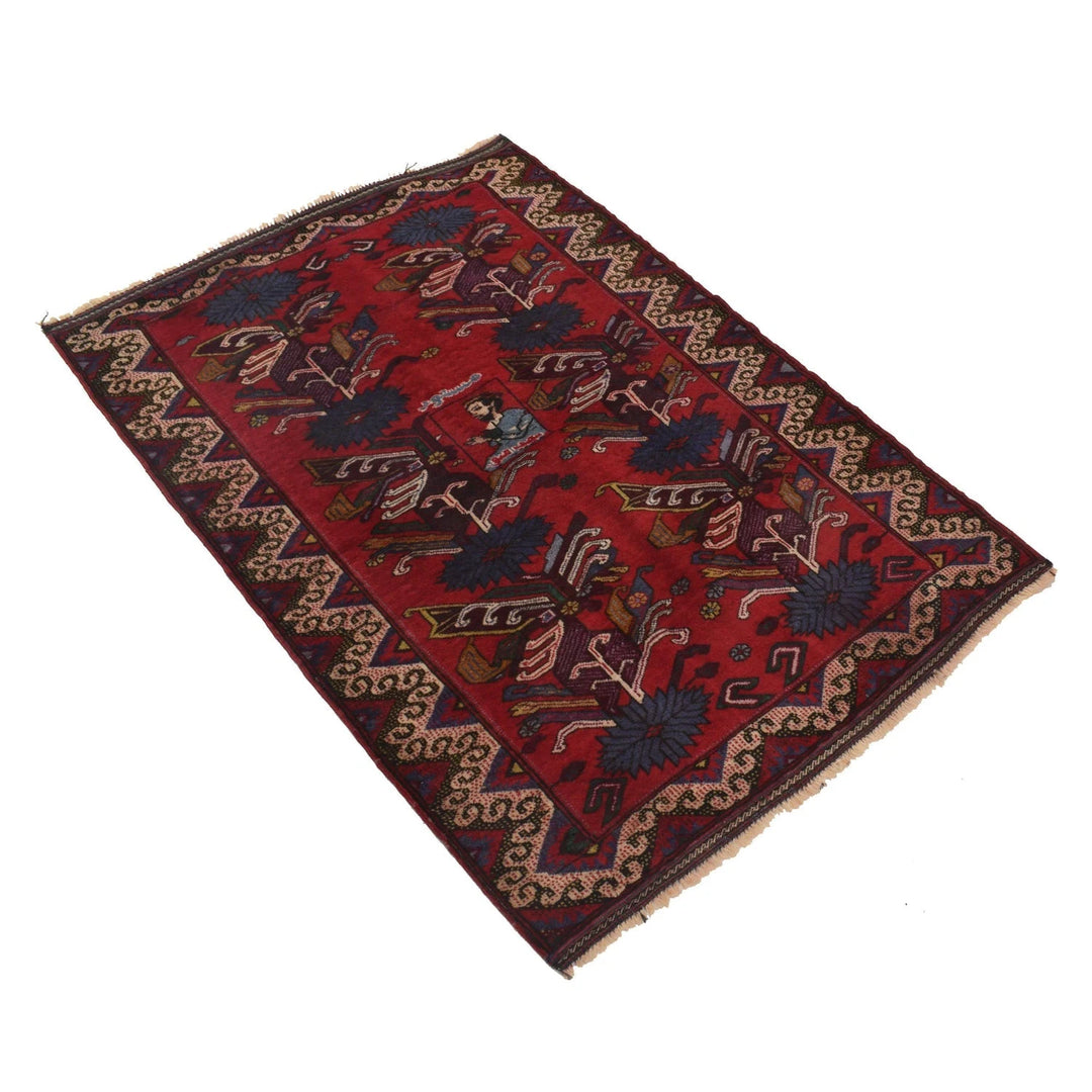 Afghan Baluchi Rug 2' 10" x 4' 2" Hand-Knotted | No. AL36881