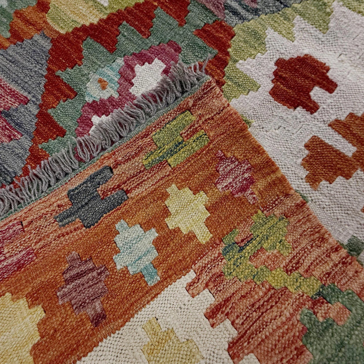 Afghan Vegetable Kilim Rug 6' 6" x 9' 8" Flat-Weave | No. AL36900
