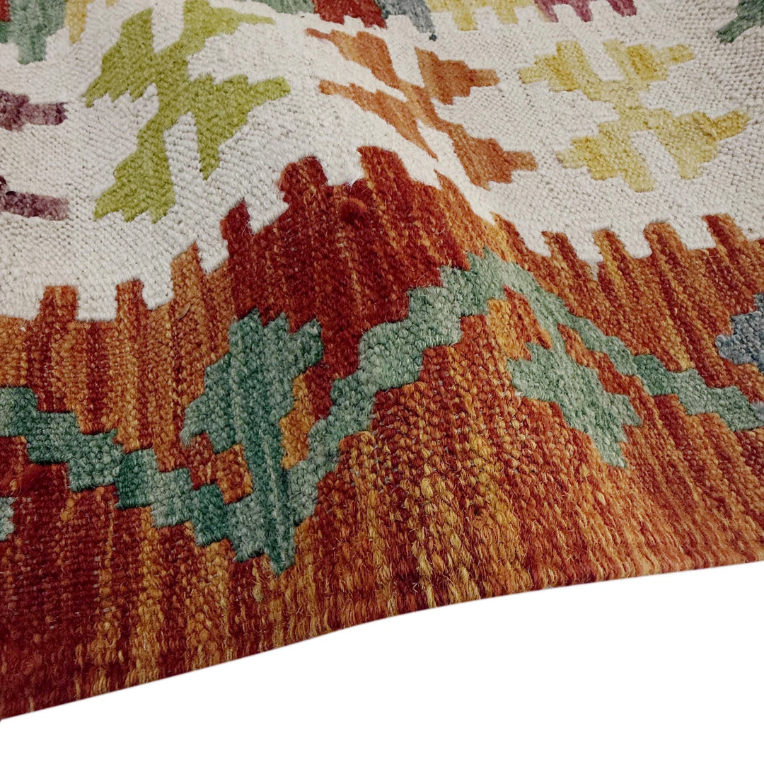 Afghan Vegetable Kilim Rug 6' 6" x 9' 8" Flat-Weave | No. AL36900