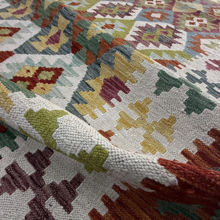 Afghan Vegetable Kilim Rug 6' 6" x 9' 8" Flat-Weave | No. AL36900