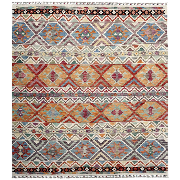 Afghan Vegetable Kilim Rug 8' 3" x 9' 9" Flat-Weave | No. AL37014