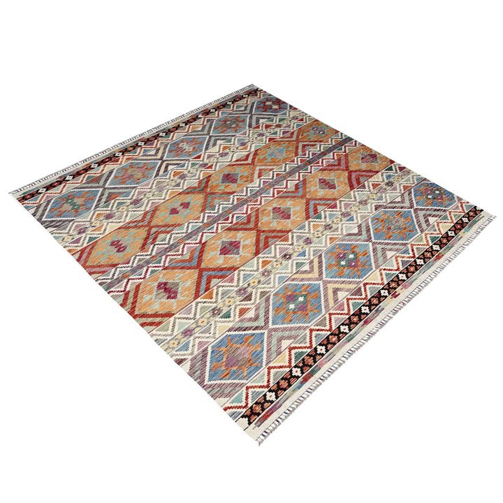 Afghan Vegetable Kilim Rug 8' 3" x 9' 9" Flat-Weave | No. AL37014