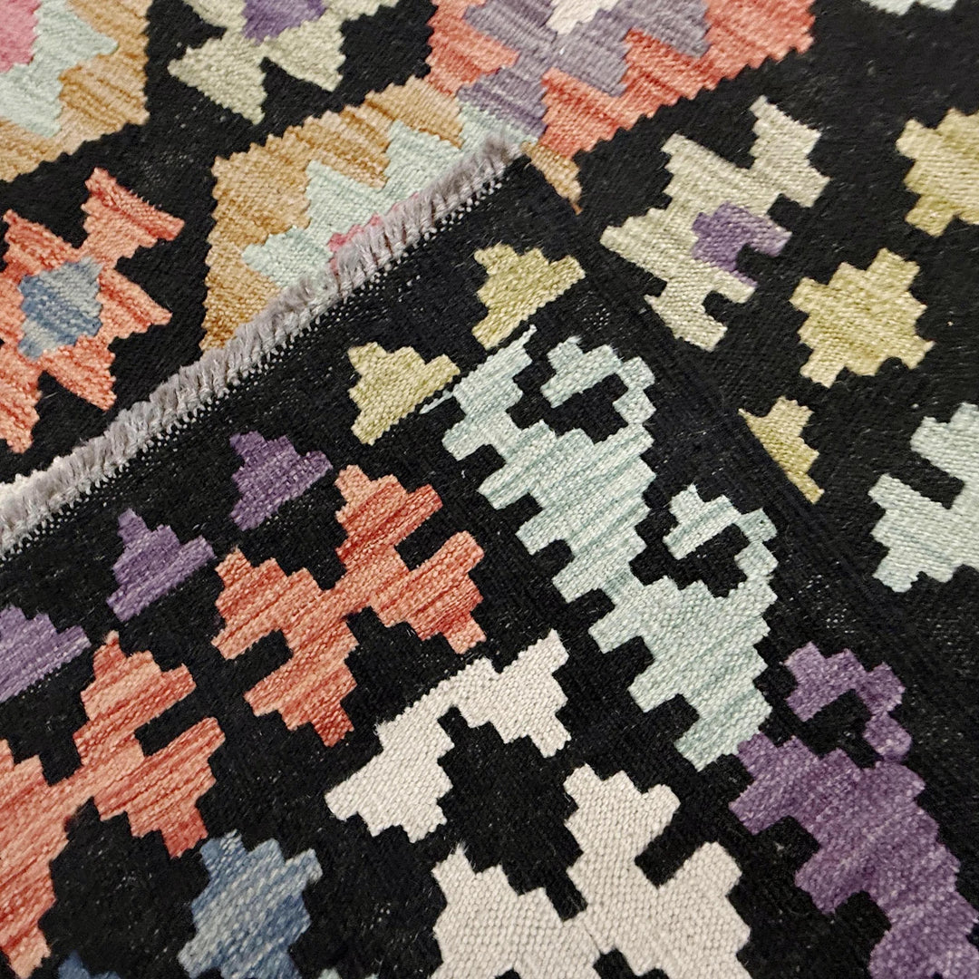 Afghan Vegetable Kilim Rug 6'6" x 9'9" Flat-Weave | No. AL370184
