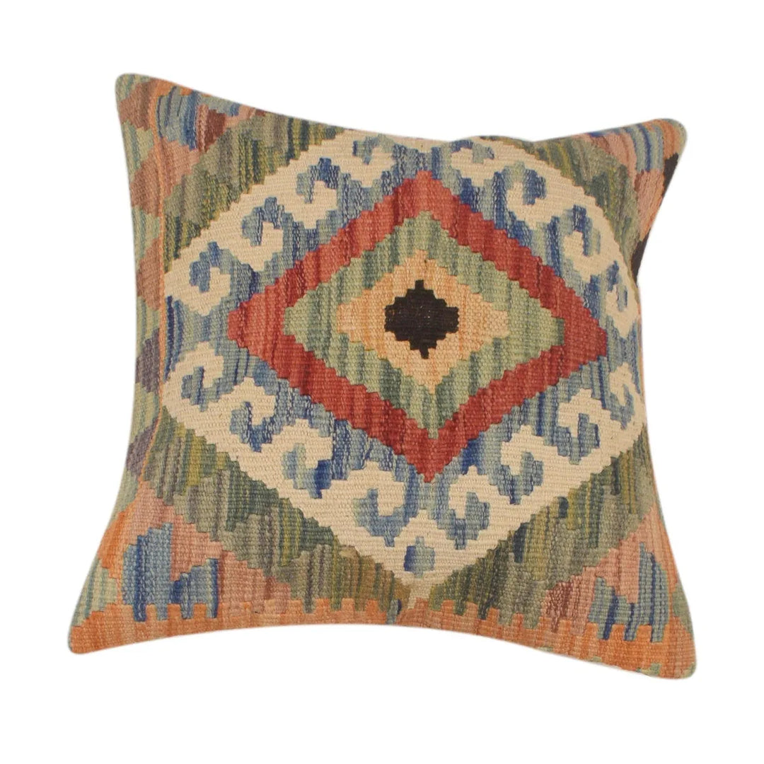 Afghan Kilim Cushion 1' 6" x 1' 6" Flat-Weave | No. AL37035