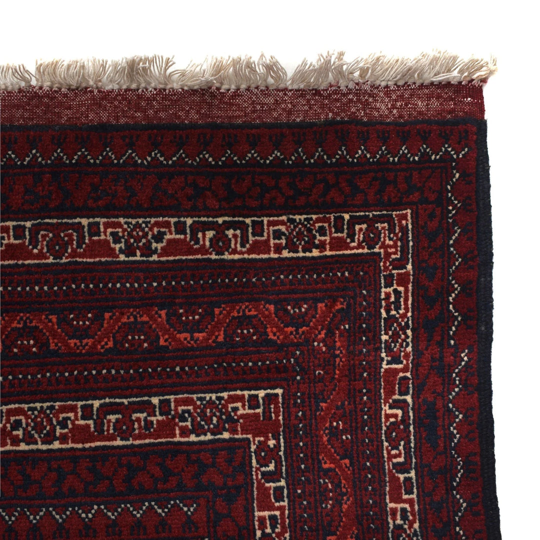 Red Afghan Khoja Roshnai Rug 5' 0" x 6' 1" Hand-Knotted | No. AL37060