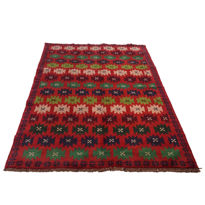 Afghan Baluchi Rug 4' 1" x 6' 6" Hand-Knotted | No. AL37082