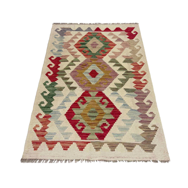Afghan Vegetable Kilim Rug 2' 5" x 4' 1" Flat-Weave | No. AL370956