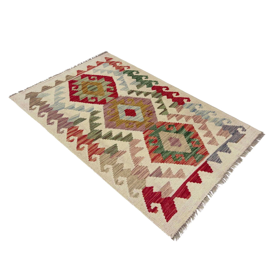 Afghan Vegetable Kilim Rug 2' 5" x 4' 1" Flat-Weave | No. AL370956