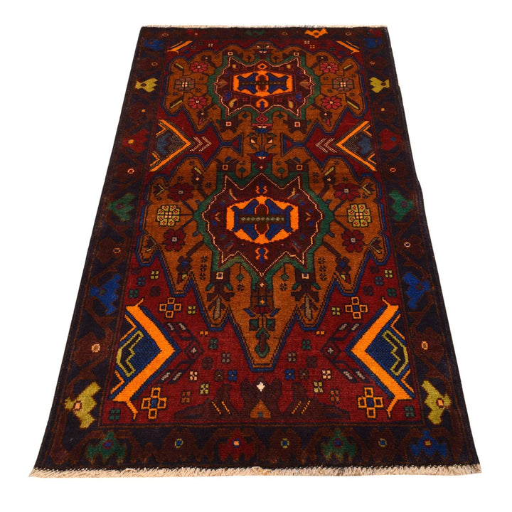 Afghan Baluchi Rug 2' 9" x 4' 11" Hand-Knotted | No. AL37110