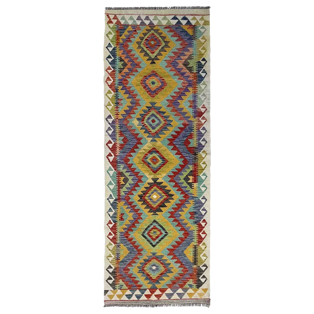 Afghan Vegetable Kilim Rug 2' 8" x 8' 5" Flat-Weave | No. AL37125