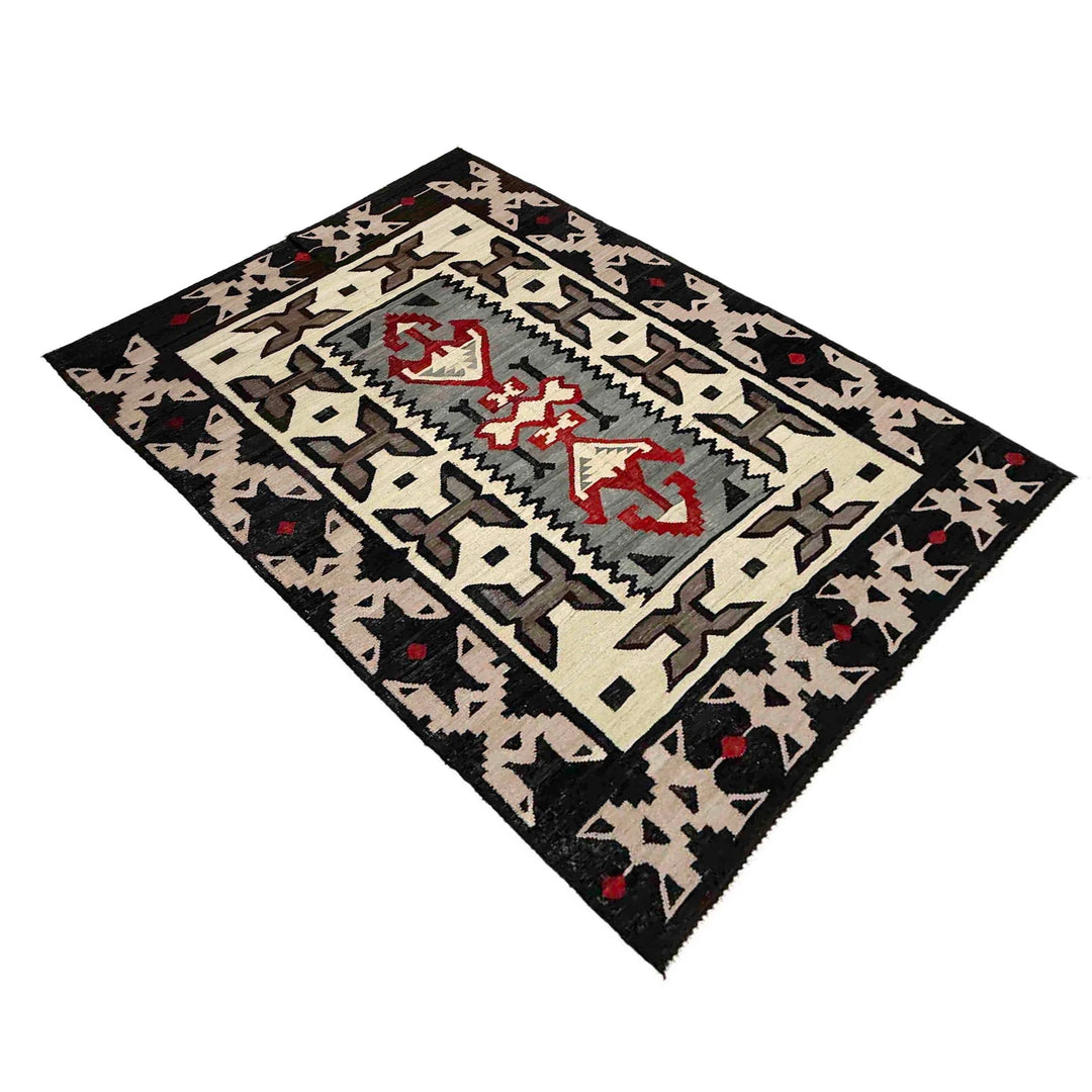 Afghan Vegetable Kilim Rug 5' 8" x 8' 5" Flat-Weave | No. AL371421