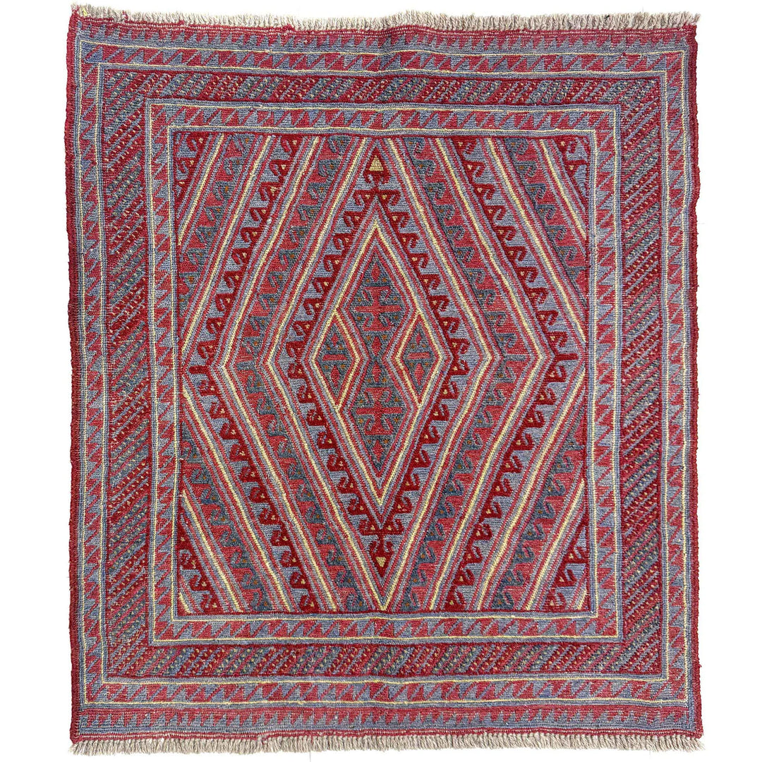 Multicolor Afghan Mashwani Rug 3' 7" x 3' 11" Hand-Knotted | No. AL37179