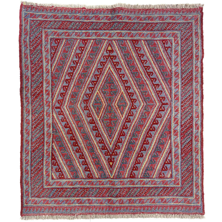 Multicolor Afghan Mashwani Rug 3' 7" x 3' 11" Hand-Knotted | No. AL37179