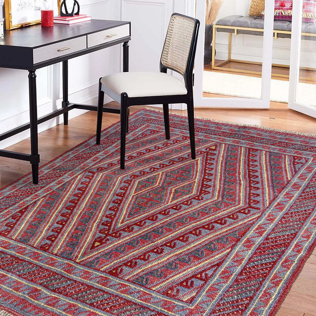Multicolor Afghan Mashwani Rug 3' 7" x 3' 11" Hand-Knotted | No. AL37179