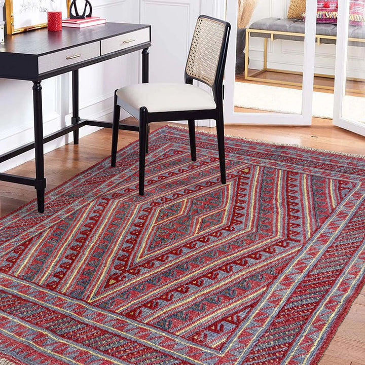 Multicolor Afghan Mashwani Rug 3' 7" x 3' 11" Hand-Knotted | No. AL37179