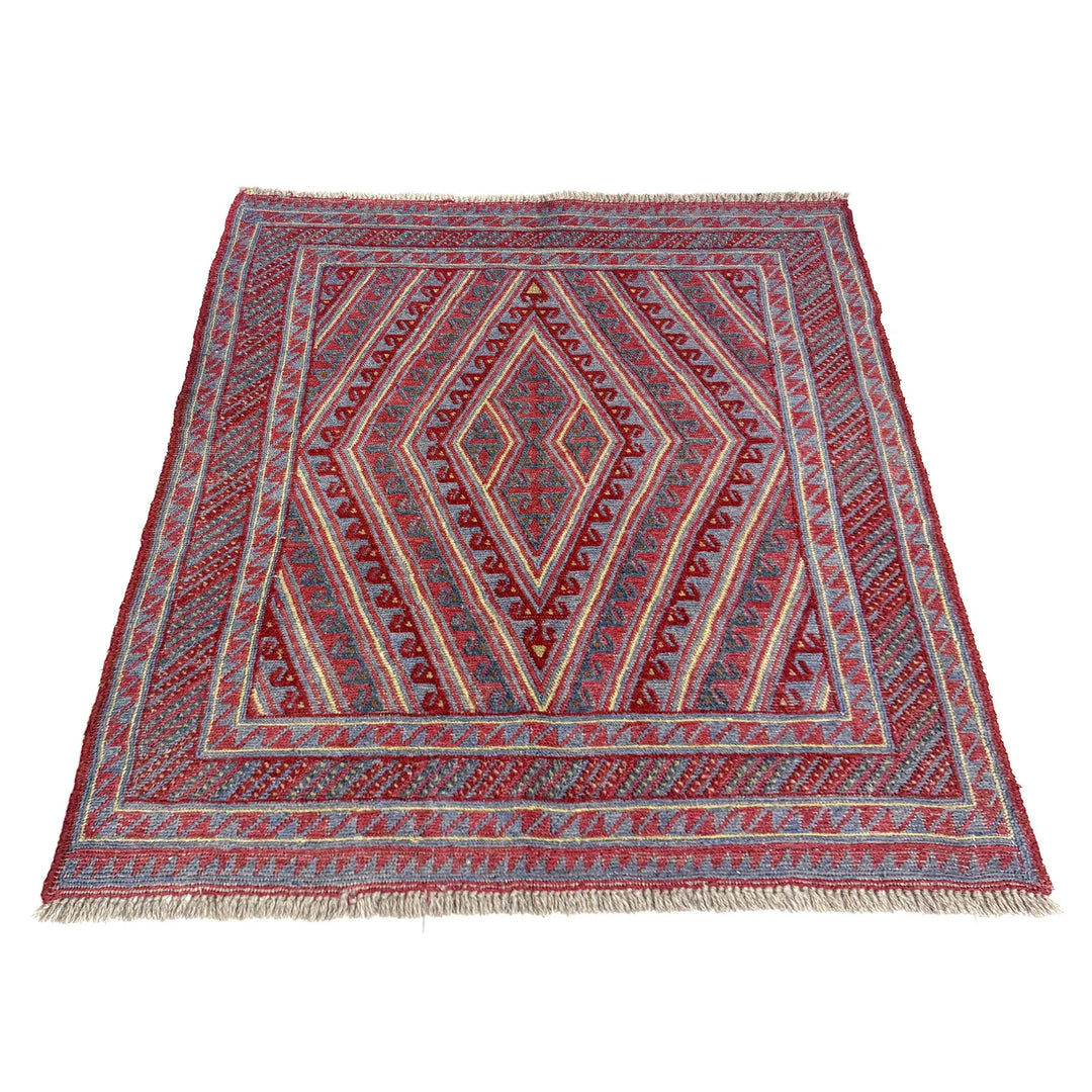Multicolor Afghan Mashwani Rug 3' 7" x 3' 11" Hand-Knotted | No. AL37179