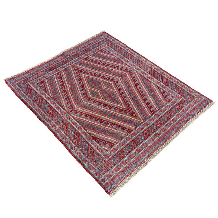 Multicolor Afghan Mashwani Rug 3' 7" x 3' 11" Hand-Knotted | No. AL37179