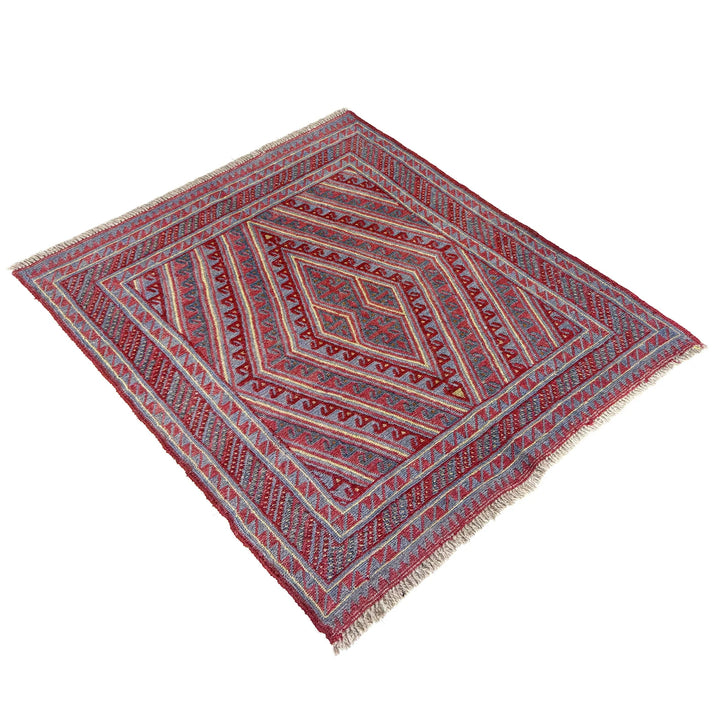 Multicolor Afghan Mashwani Rug 3' 7" x 3' 11" Hand-Knotted | No. AL37179