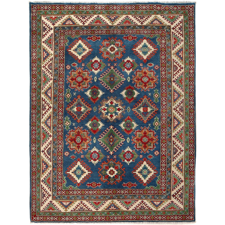 Blue Afghan Kazak Rug 5' 9" x 7' 7" Hand-Knotted | No. AL37181
