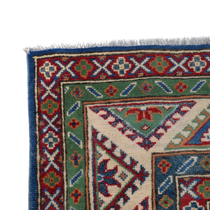 Blue Afghan Kazak Rug 5' 9" x 7' 7" Hand-Knotted | No. AL37181