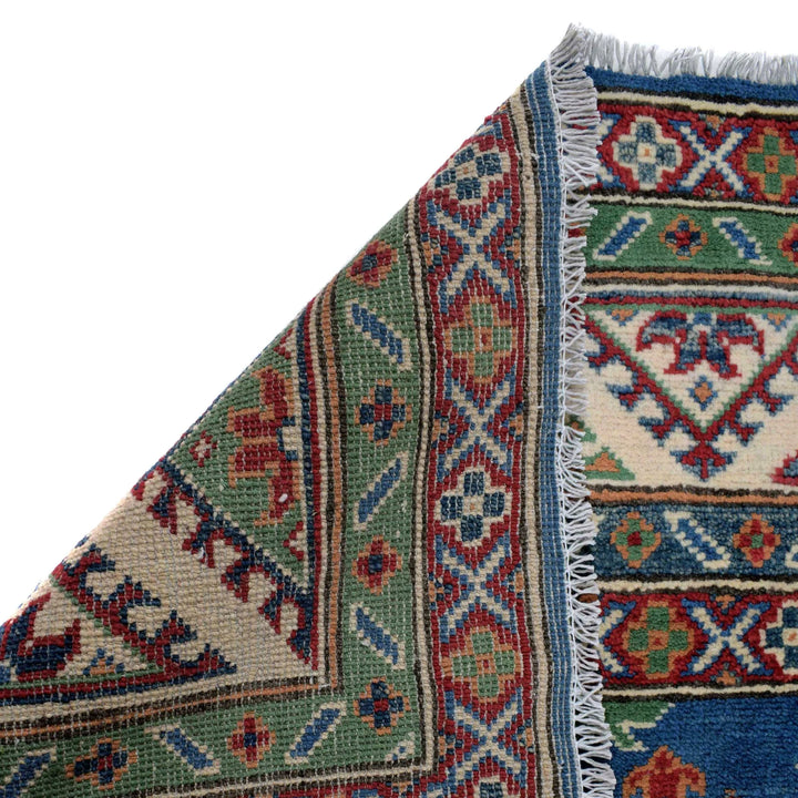 Blue Afghan Kazak Rug 5' 9" x 7' 7" Hand-Knotted | No. AL37181
