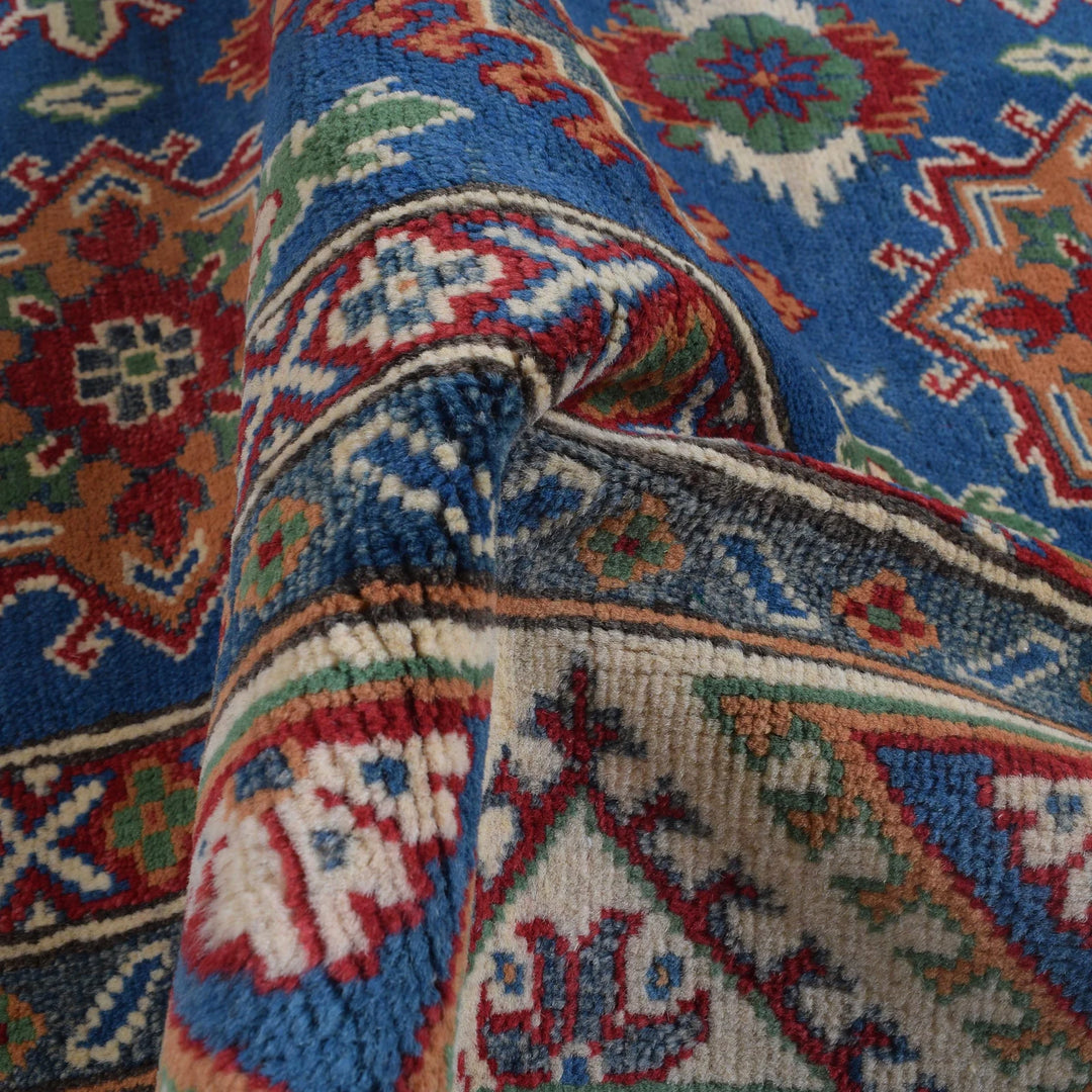 Blue Afghan Kazak Rug 5' 9" x 7' 7" Hand-Knotted | No. AL37181