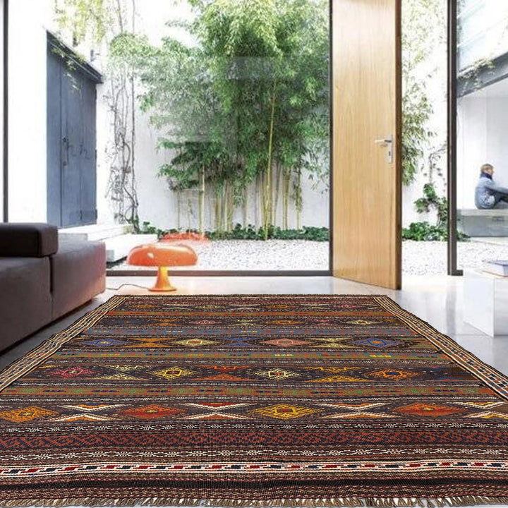 Afghan Laghari Kilim Rug 4' 6" x 6' 2" Flat-Weave | No. AL37199