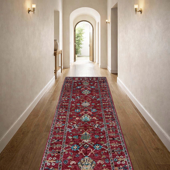 Red Afghan Sultani Rug 2' 0" x 5' 10" Hand-Knotted | No. AL37208