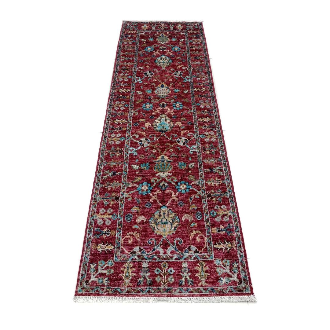 Red Afghan Sultani Rug 2' 0" x 5' 10" Hand-Knotted | No. AL37208