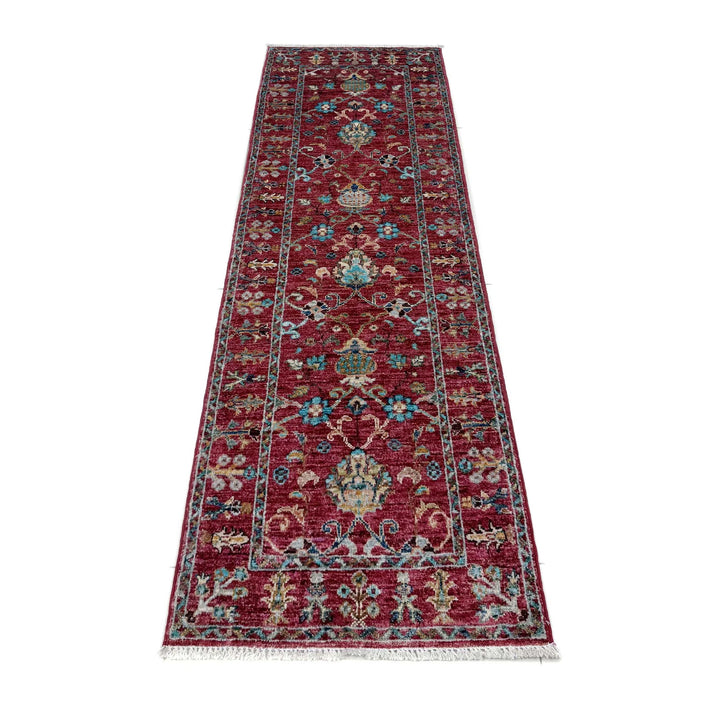 Red Afghan Sultani Rug 2' 0" x 5' 10" Hand-Knotted | No. AL37208