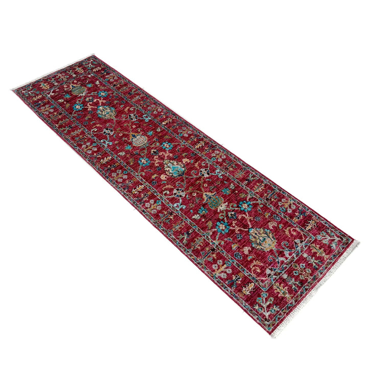 Red Afghan Sultani Rug 2' 0" x 5' 10" Hand-Knotted | No. AL37208