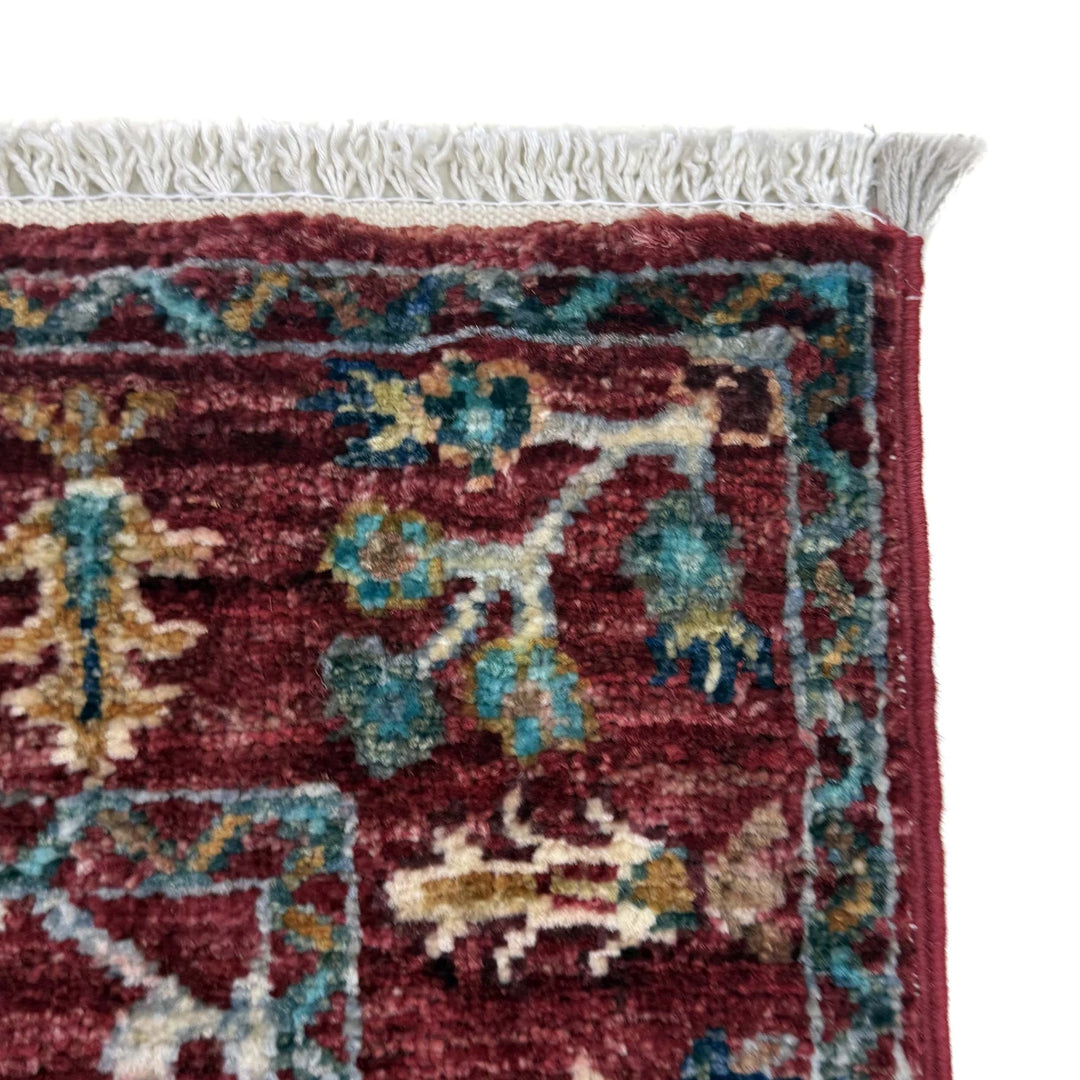 Red Afghan Sultani Rug 2' 0" x 5' 10" Hand-Knotted | No. AL37208