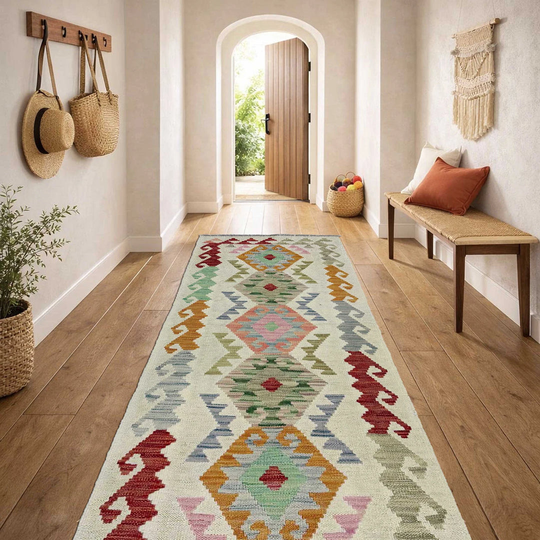 Afghan Vegetable Kilim Rug 2' 0" x 5' 8" Flat-Weave | No. AL372185