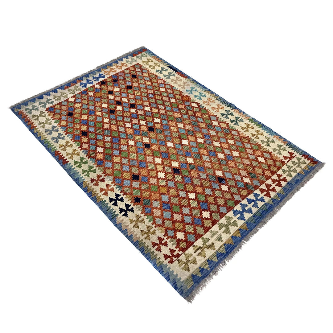 Multicolor Afghan Vegetable Kilim Rug 5' 10" x 8' 1" Flat-Weave | No. AL37218