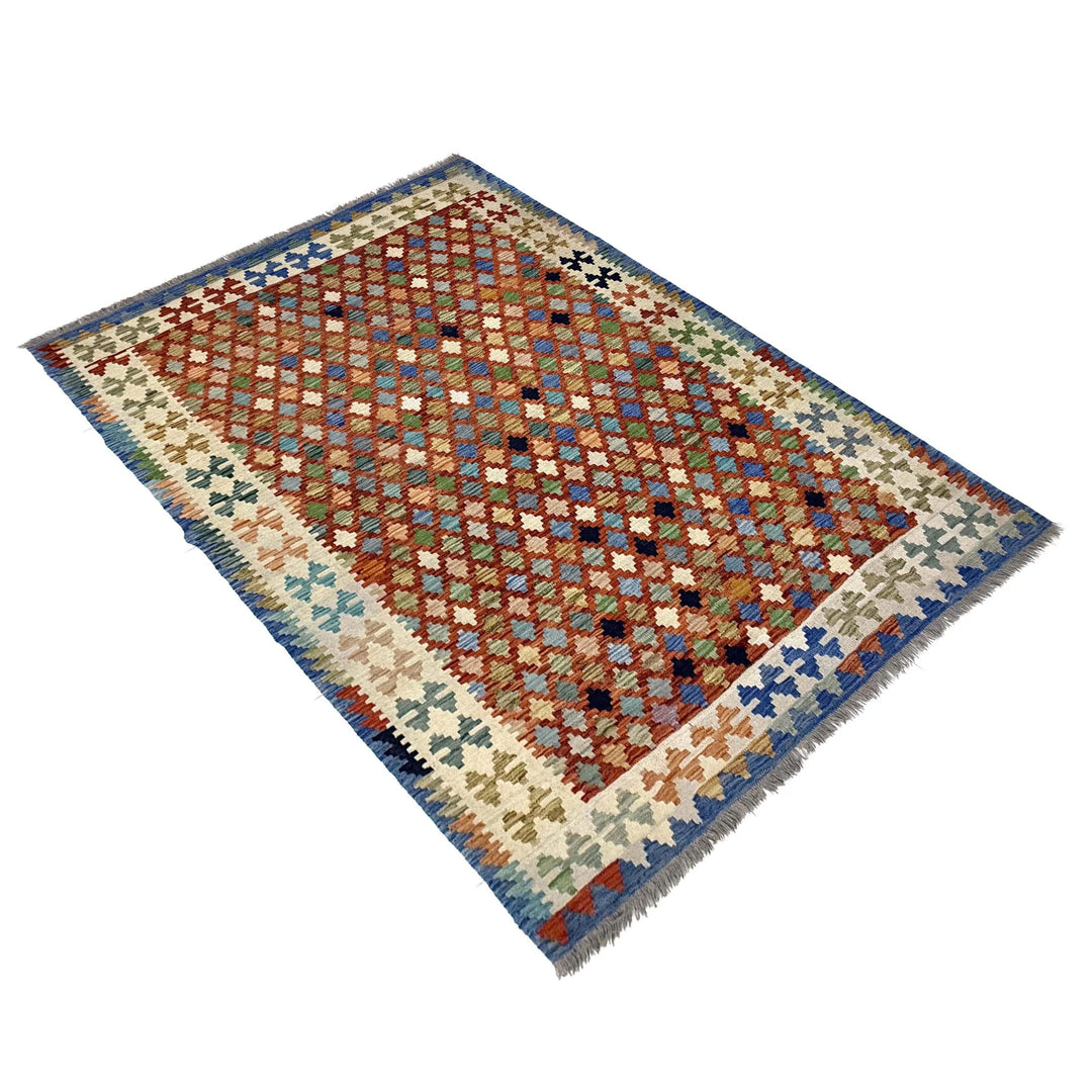 Multicolor Afghan Vegetable Kilim Rug 5' 10" x 8' 1" Flat-Weave | No. AL37218