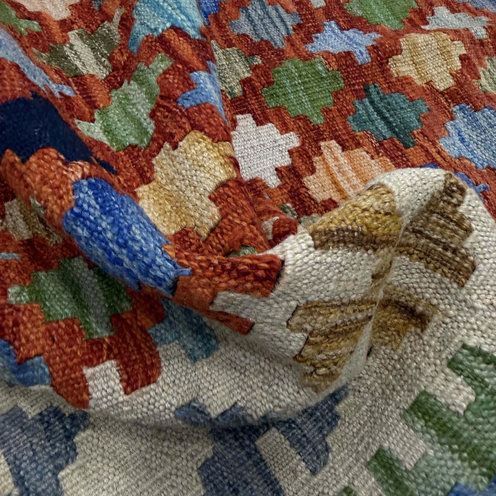 Multicolor Afghan Vegetable Kilim Rug 5' 10" x 8' 1" Flat-Weave | No. AL37218