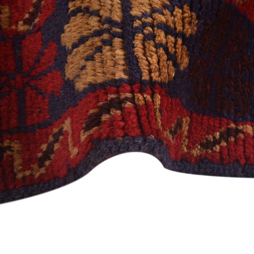 Red Afghan Baluchi Rug 3' 8" x 6' 1" Hand-Knotted | No. AL37226