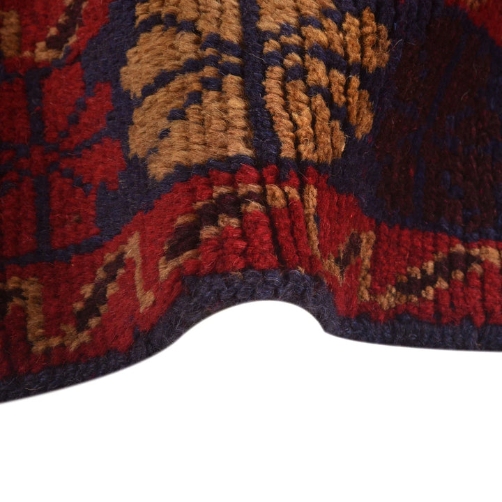 Red Afghan Baluchi Rug 3' 8" x 6' 1" Hand-Knotted | No. AL37226
