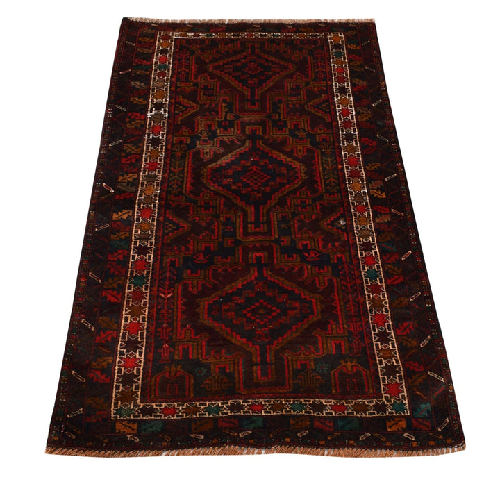 Afghan Baluchi Rug 2'9" x 4'9" Hand-Knotted | No. AL37247