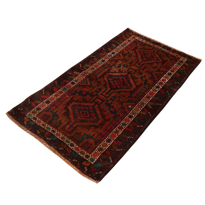 Afghan Baluchi Rug 2'9" x 4'9" Hand-Knotted | No. AL37247