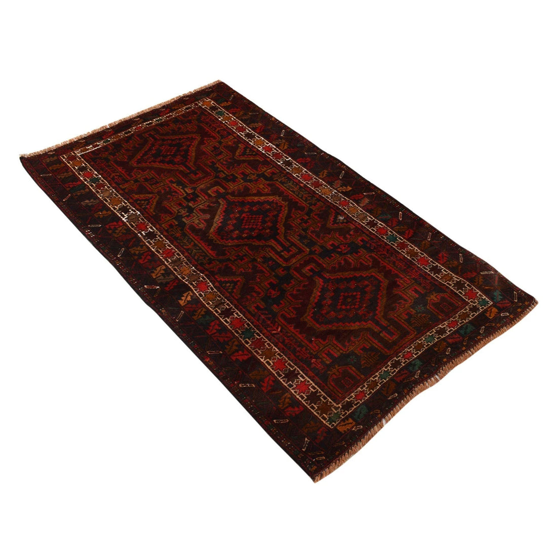 Afghan Baluchi Rug 2'9" x 4'9" Hand-Knotted | No. AL37247