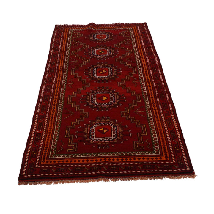 Red Afghan Baluchi Rug 2' 11" x 6' 2" Hand-Knotted | No. AL37249