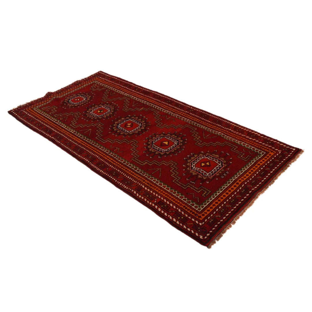 Red Afghan Baluchi Rug 2' 11" x 6' 2" Hand-Knotted | No. AL37249