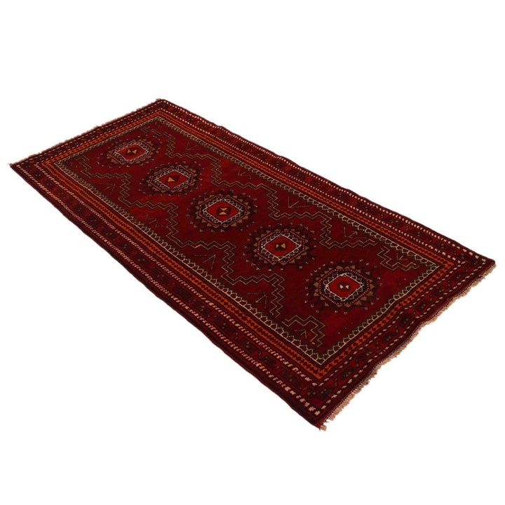 Red Afghan Baluchi Rug 2' 11" x 6' 2" Hand-Knotted | No. AL37249