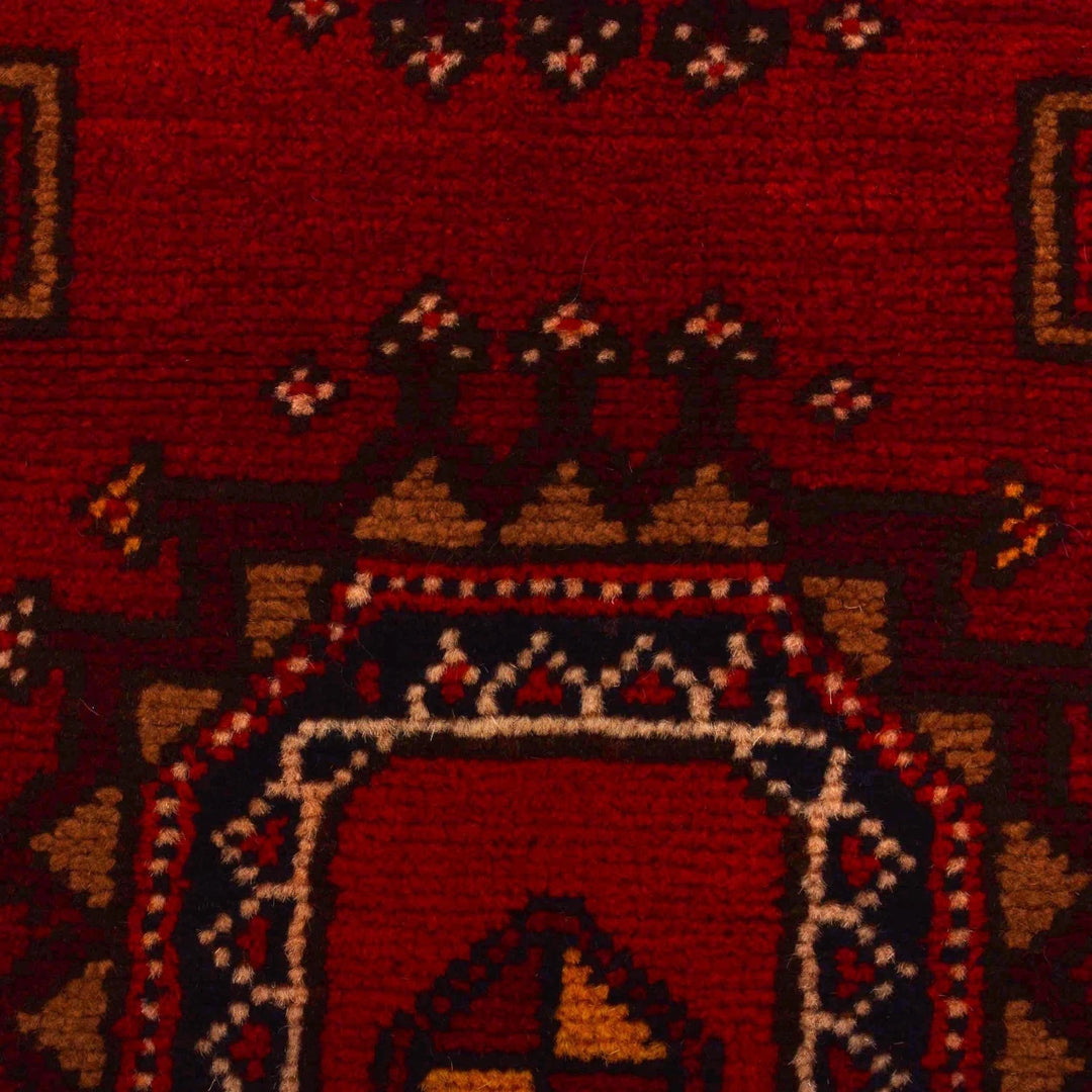 Red Afghan Baluchi Rug 2' 11" x 6' 2" Hand-Knotted | No. AL37249